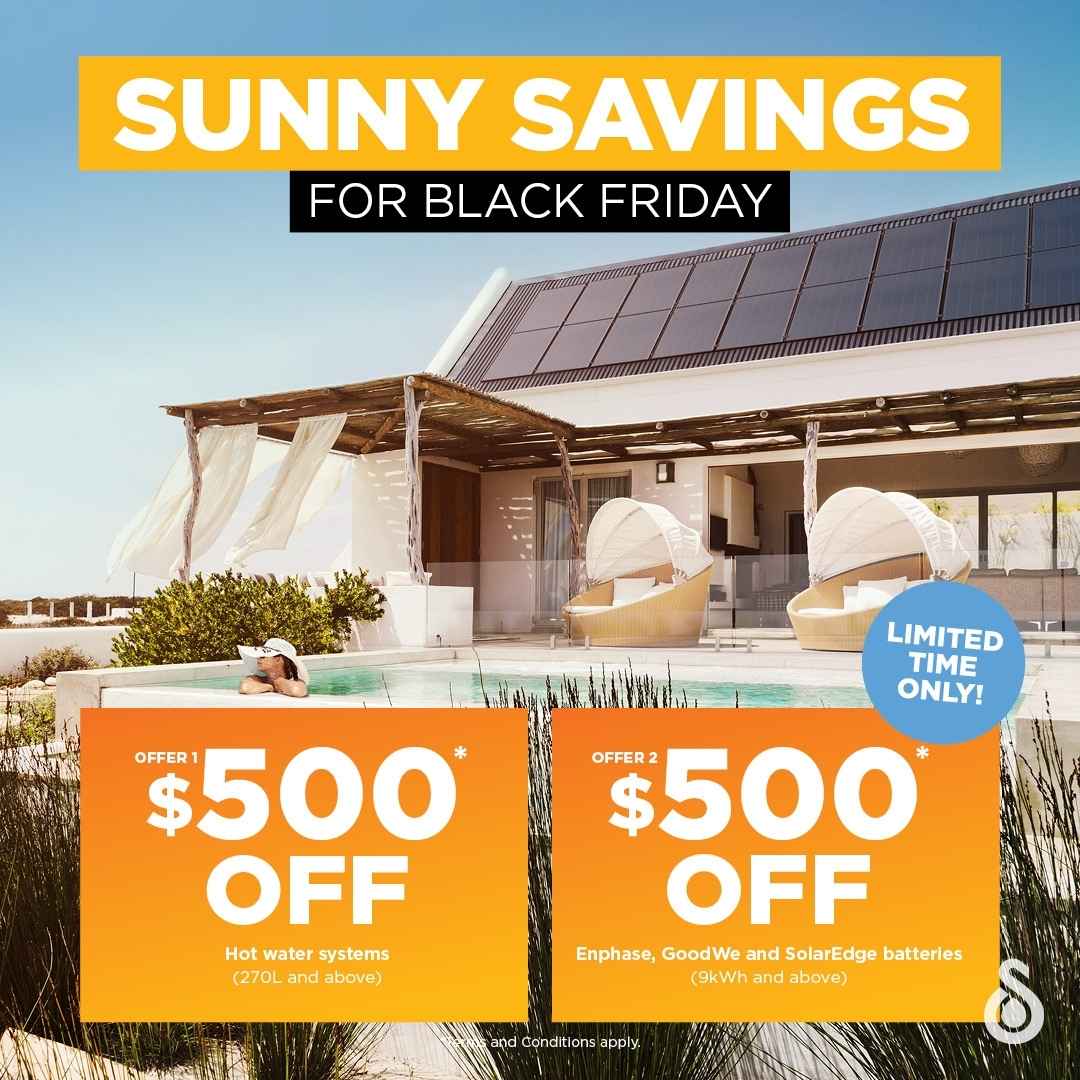 Solahart Black Friday Sale 2024 - save an extra $500 on selected solar products